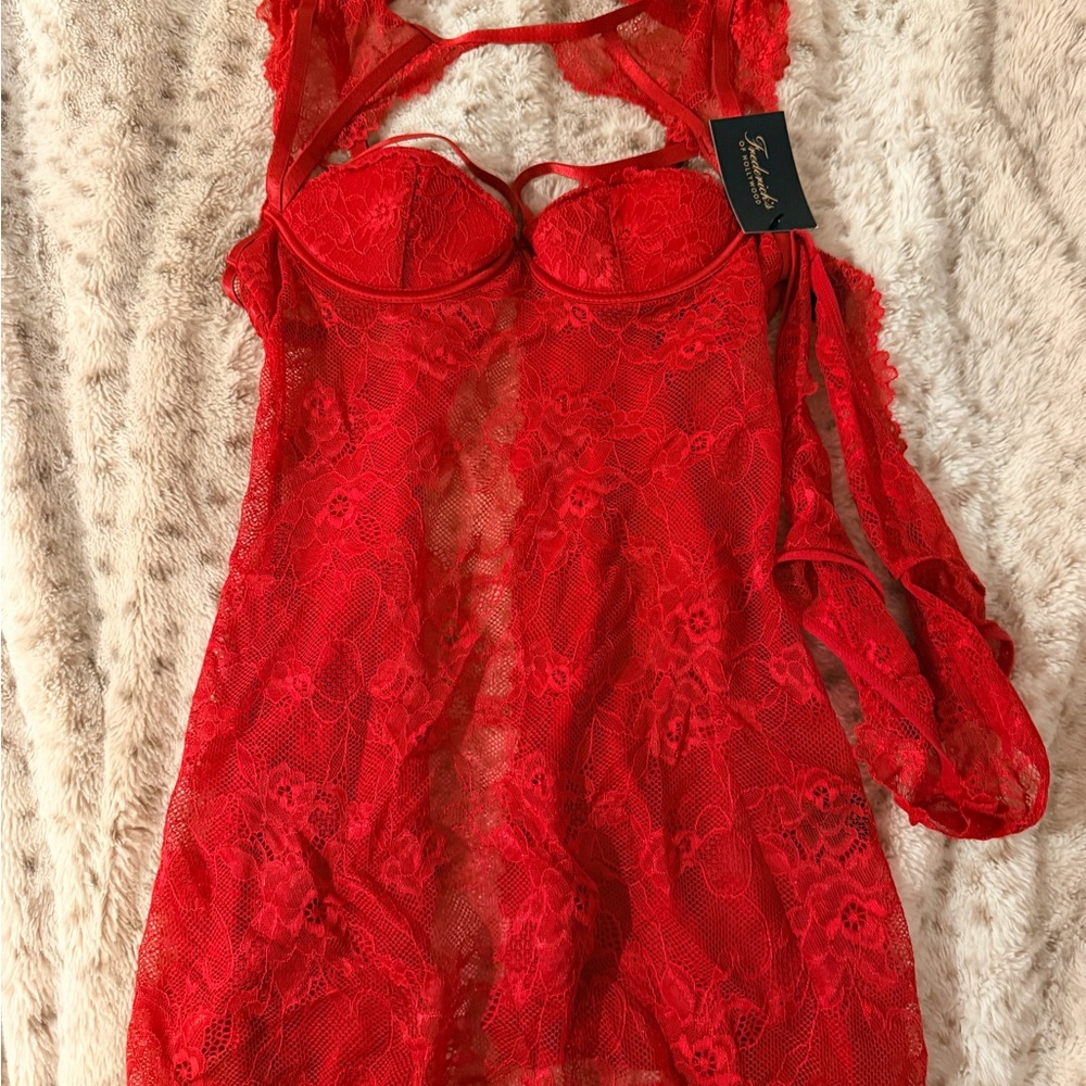 Frederick's of Hollywood Crimson Lace Lingerie